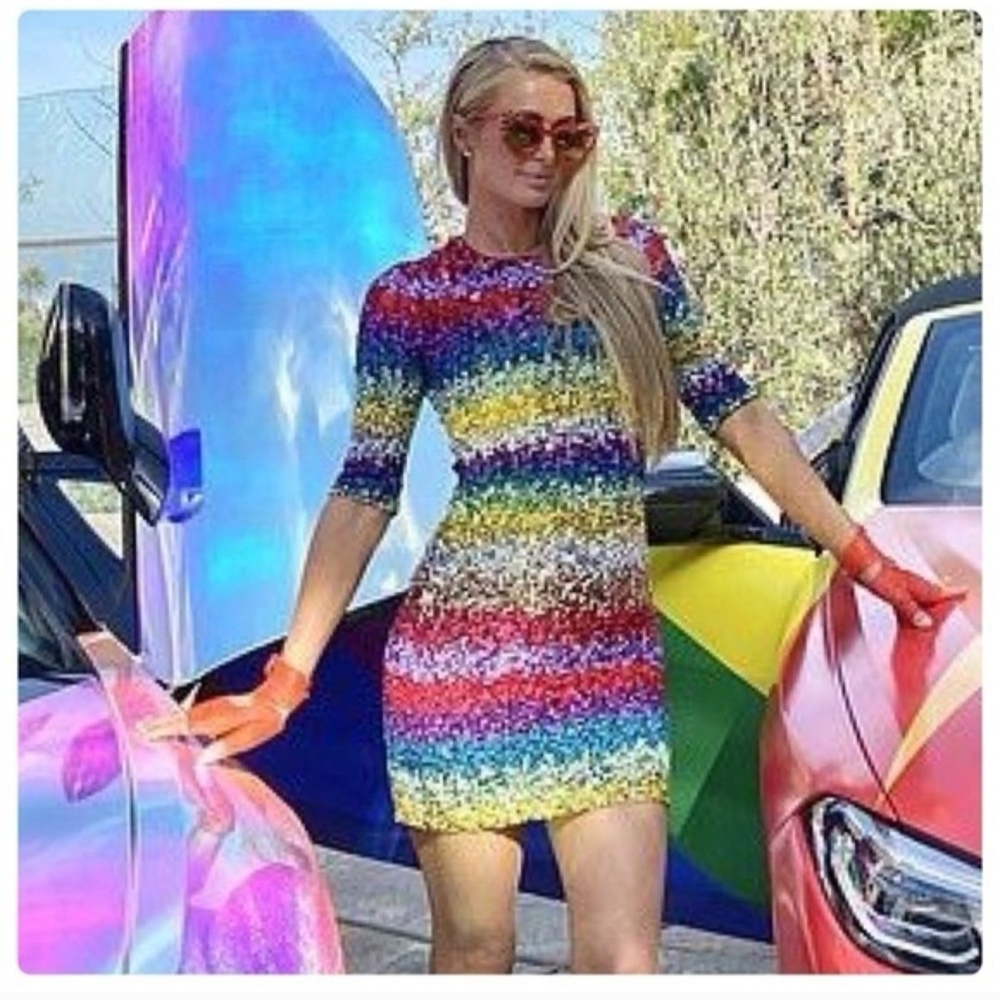 Alice + Olivia “Inka” Rainbow Sequin Mini Dress Size 2 - NWT!